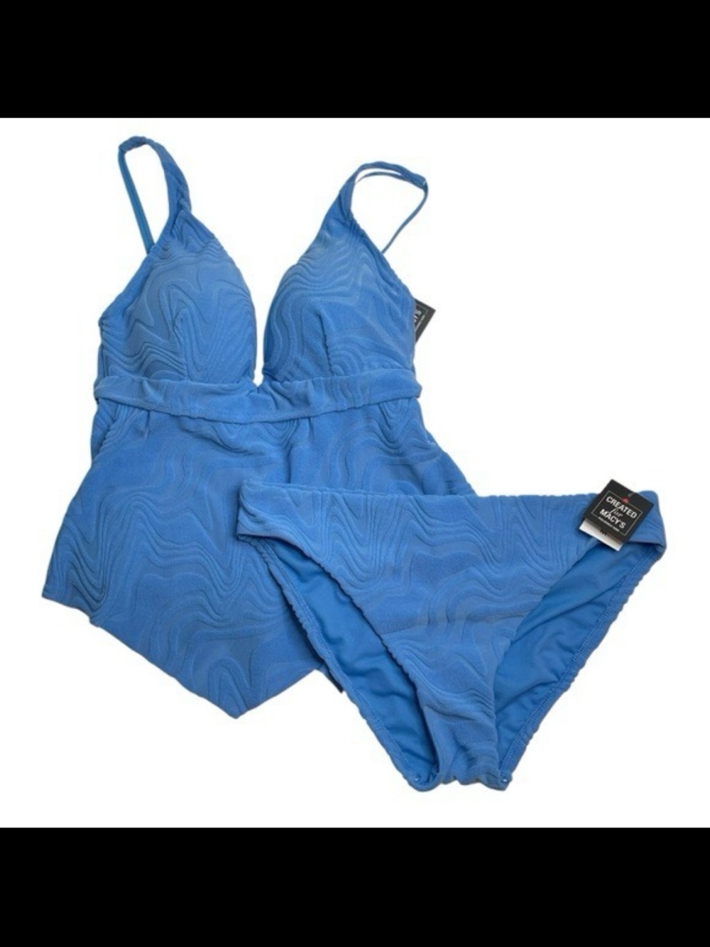 NWT Bar III Blue Textured Tankini Set